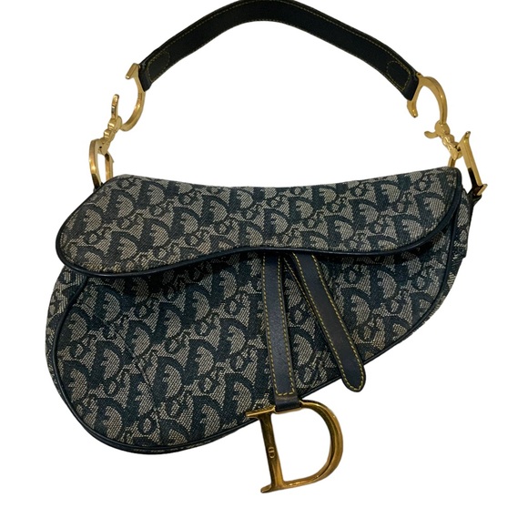 Dior Handbags - Dior Vintage Saddle AUTHENTIC Trotter Handbag Purse Canvas Leather Cristian Dior